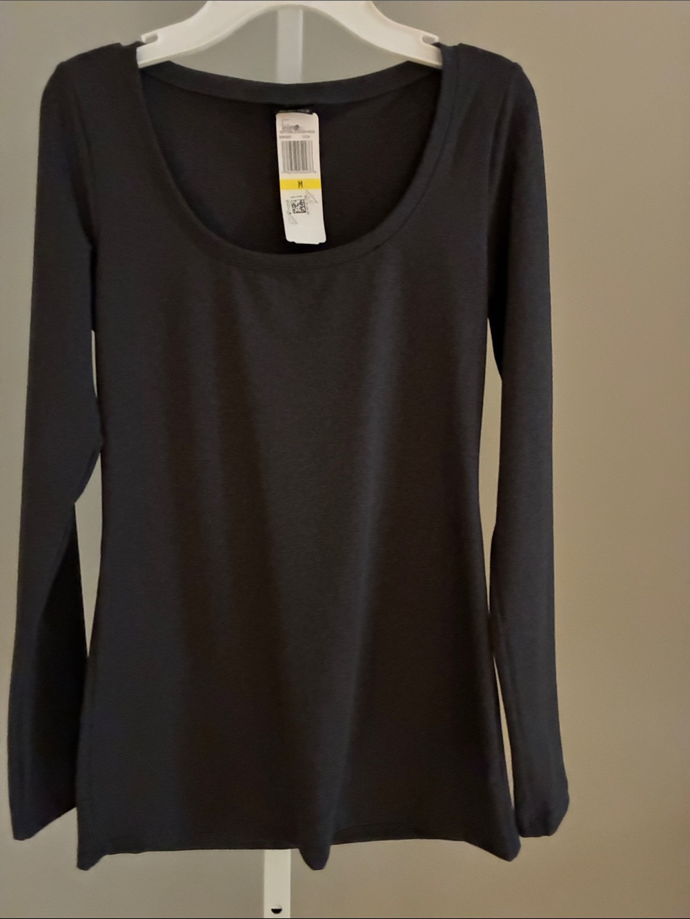 Felina Long-Sleeve Scoop Neck Top - Charcoal Gray